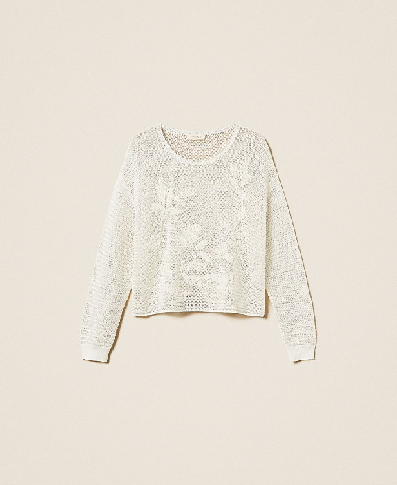 Сетчатый джемпер с ручной вышивкой