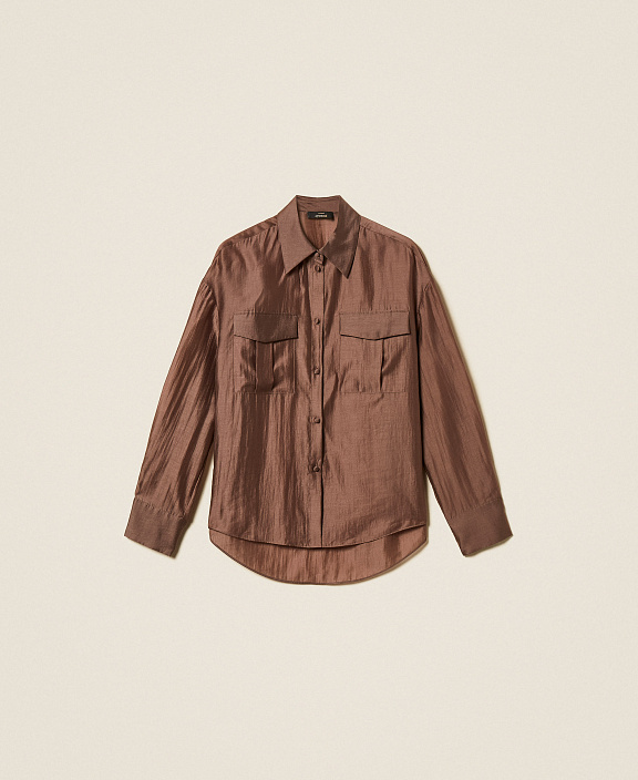 Рубашка из вуали с карманами