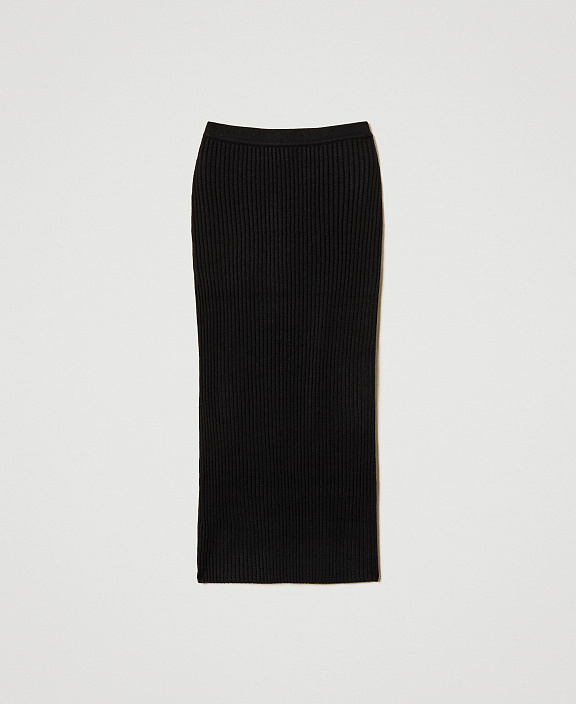 Трикотажная юбка миди в рубчик