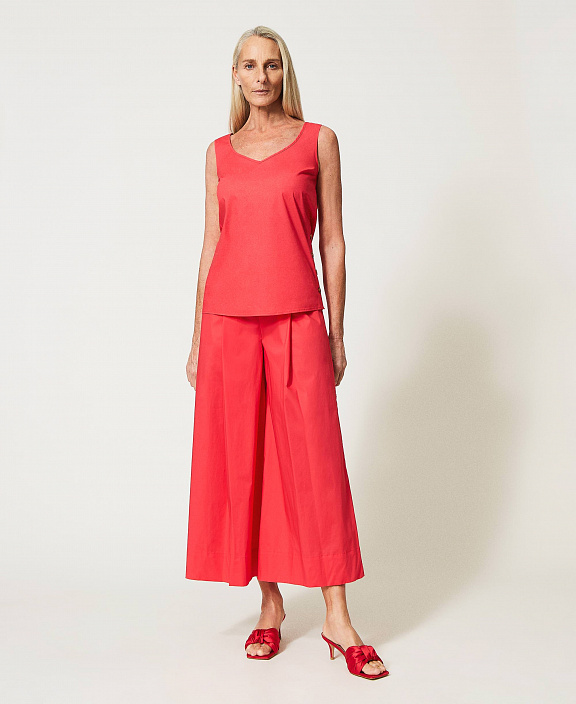 Укороченные поплиновые брюки