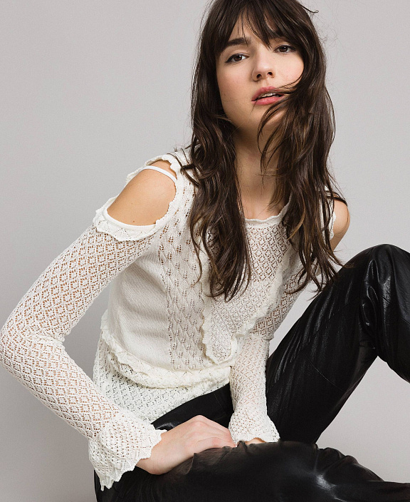 Вязаная кружевная Трикотажный кардиган