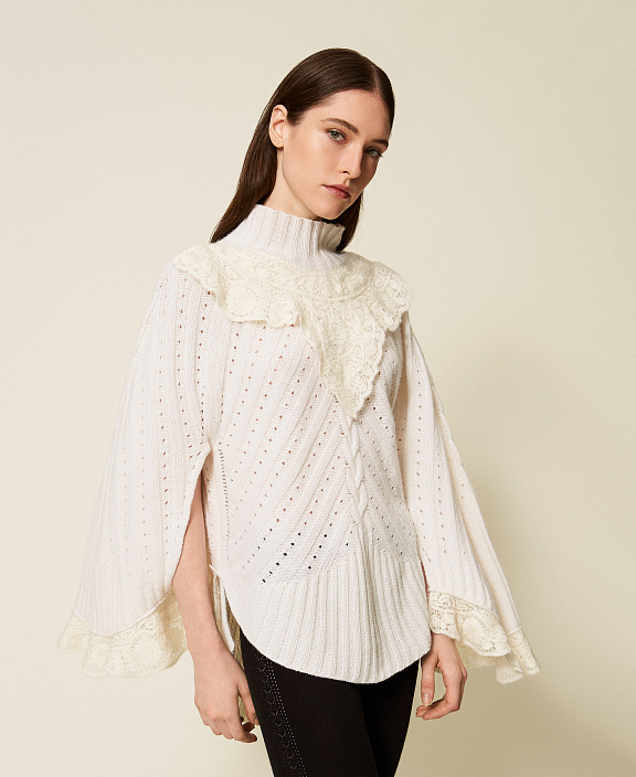 Свитер из смесовой шерсти с отделкой кроше