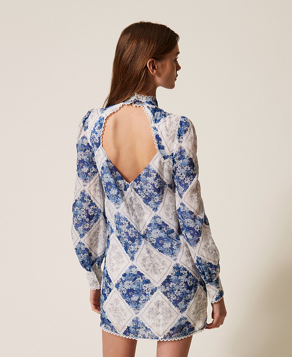 Мини-платье с цветочными ромбами