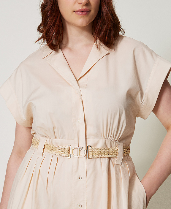 Платье миди из поплина с поясом