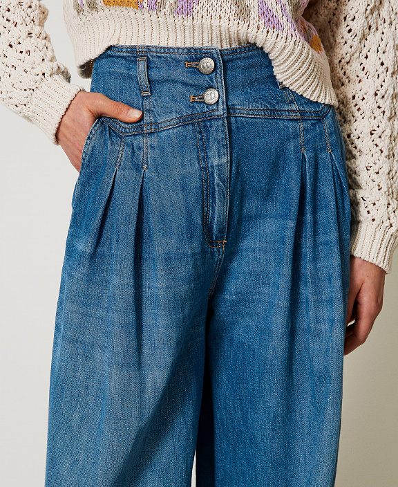 Джинсы wide leg со складками