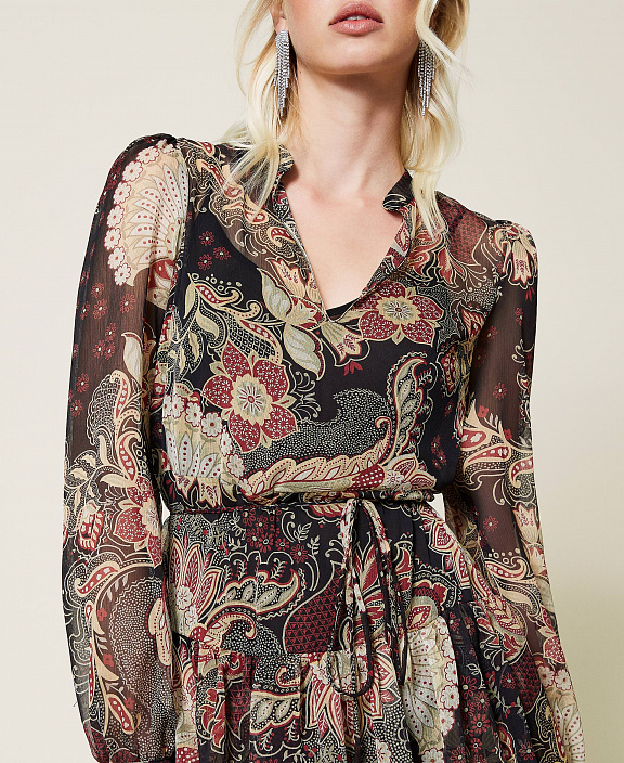 Длинное платье из креп-шифона с цветочным принтом