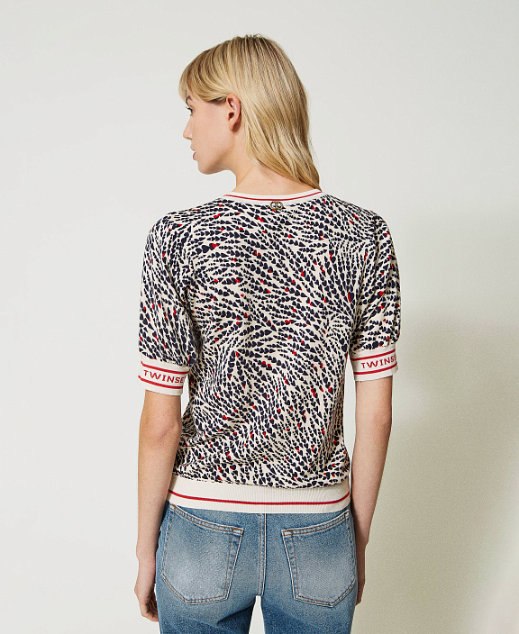 Джемпер с принтом и жаккардовым логотипом