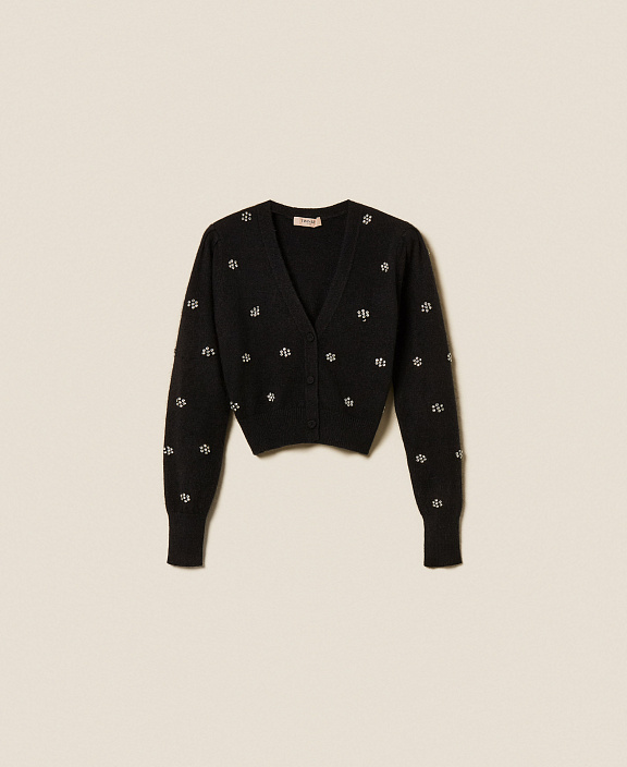 Кардиган из смесовой ангоры с вышивкой