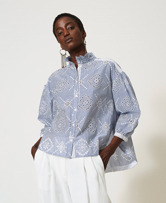 Рубашка из поплина с шитьем Сангалло