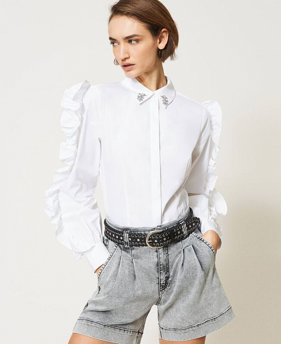 Рубашка Sabik из поплина с вышивкой и воланами