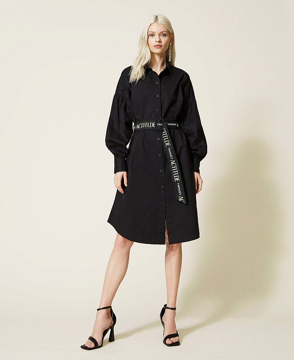 Платье-рубашка из технического поплина