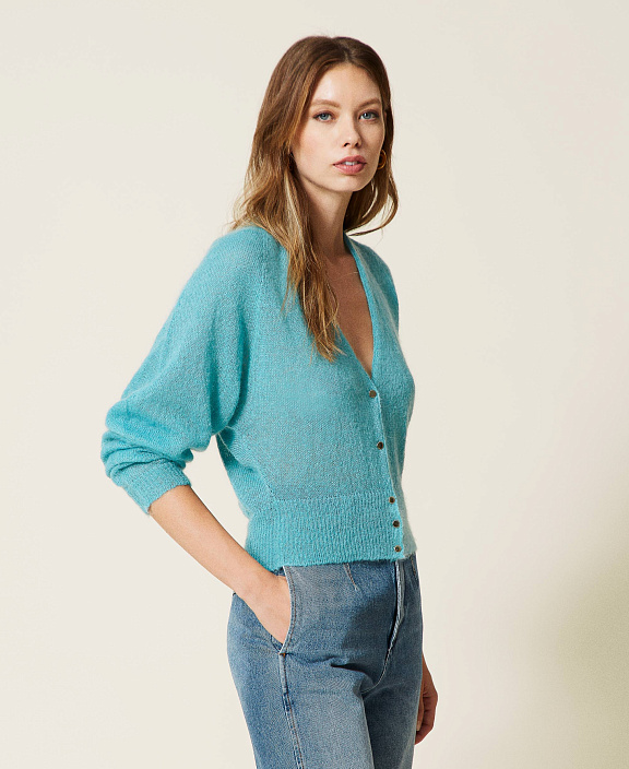 Бесшовный кардиган из смесового мохера