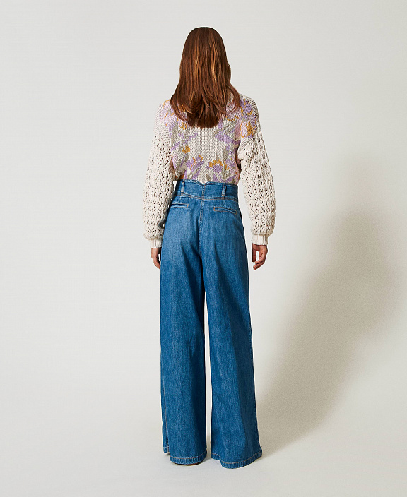 Джинсы wide leg со складками