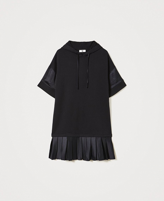 Толстовка со вставками из технического атласа 