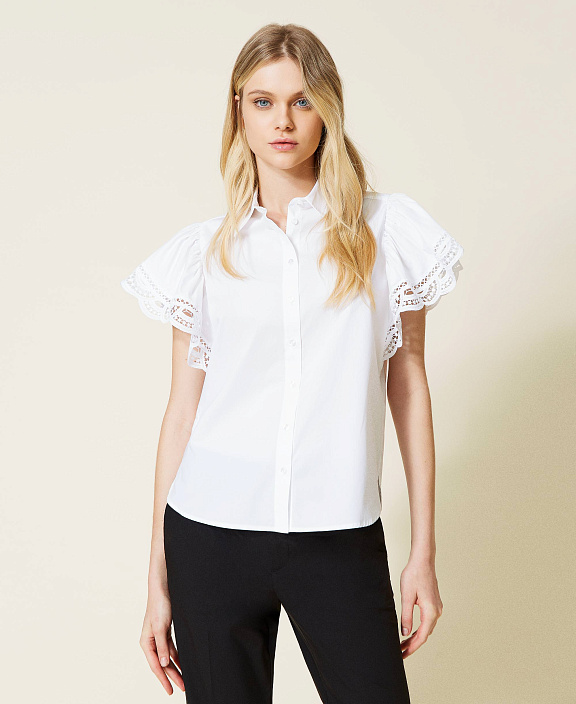 Поплиновая рубашка с кружевом