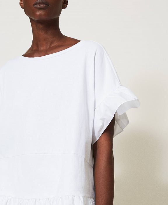 Футболка с воланом из поплина