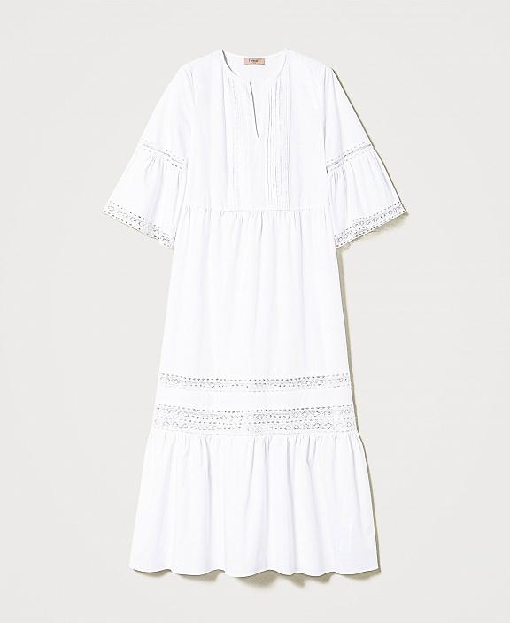 Длинное платье из поплина с кружевом