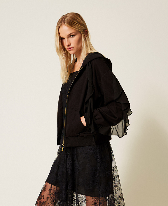 Толстовка с оборками из жоржета