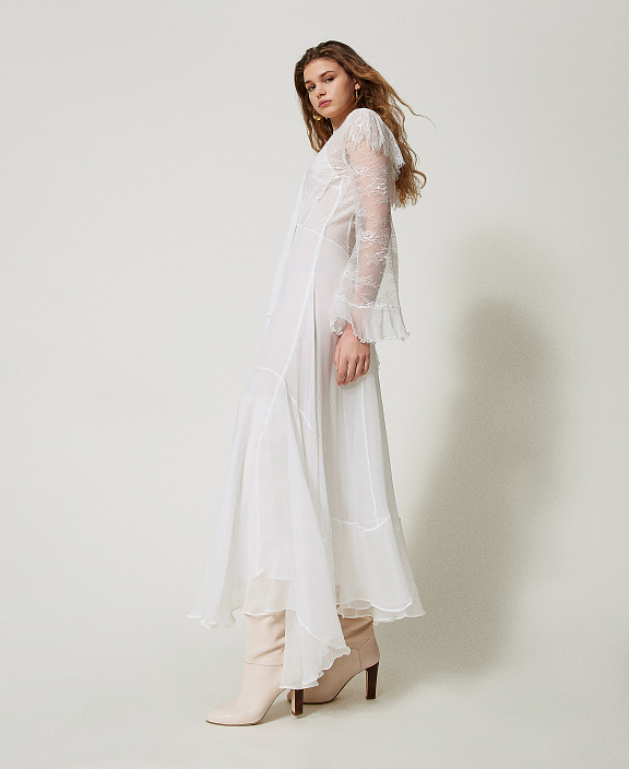 Длинное платье Giglio из кружева и шелка