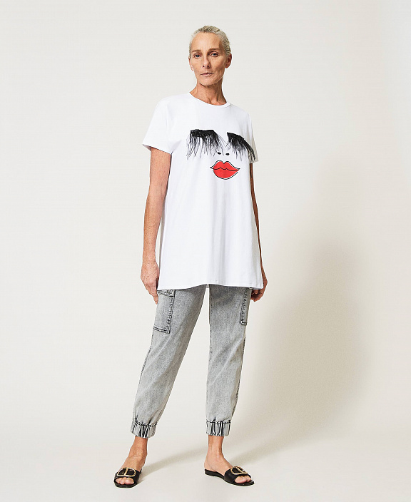 Футболка макси Polaris с перьями