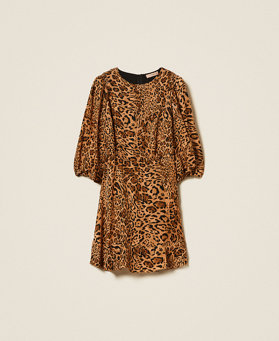 Короткое жаккардовое платье с животным принтом