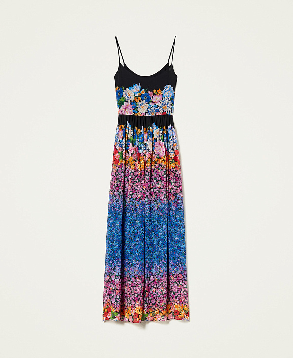 Длинное платье из жоржета с цветочным рисунком