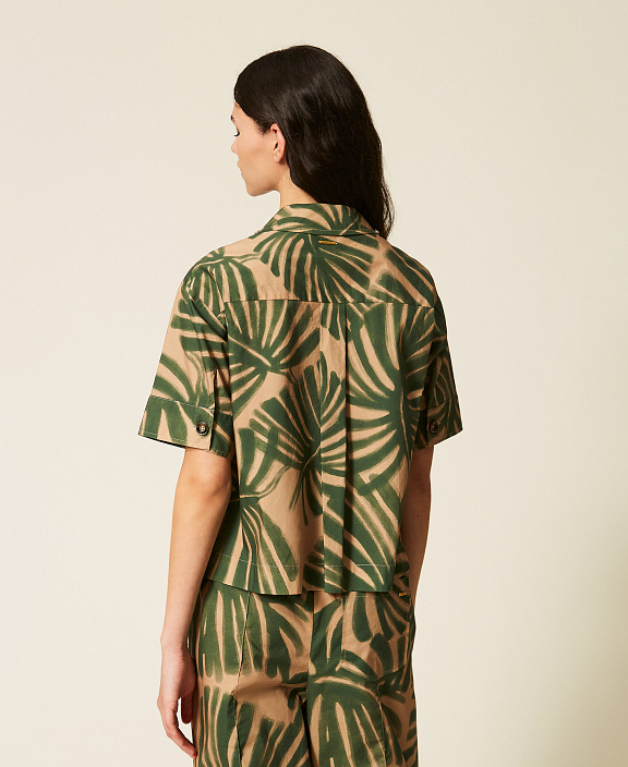 Рубашка из поплина с принтом и вышивкой