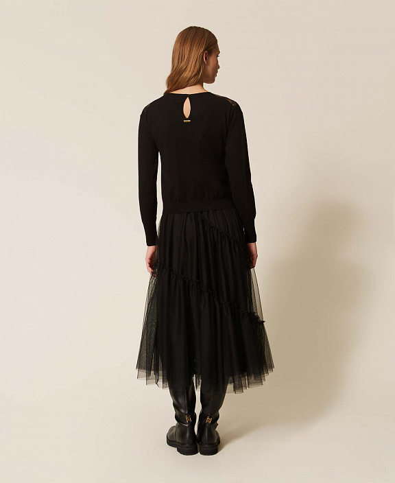 Многослойная юбка миди с тюлем