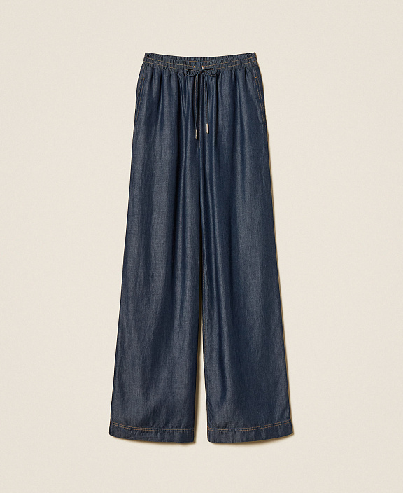 Широкие брюки из шамбре