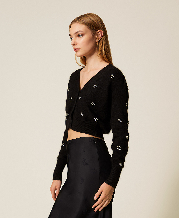 Кардиган из смесовой ангоры с вышивкой