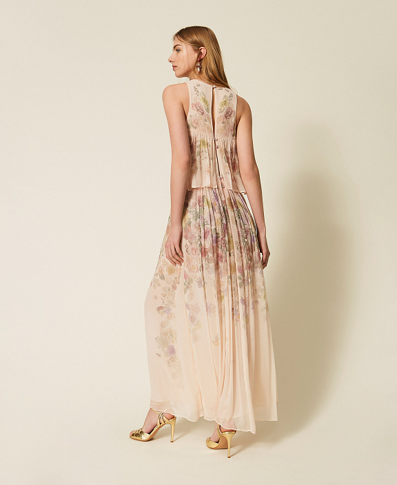 Длинное платье из креп-шифона с цветочным принтом