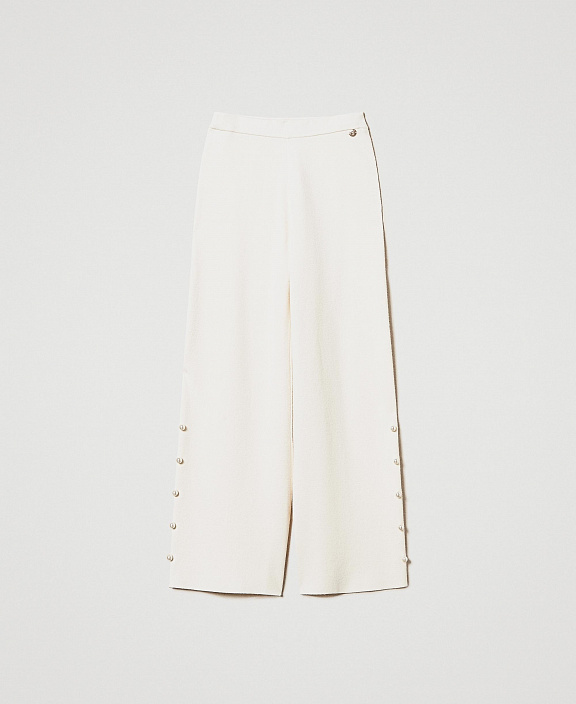 Трикотажные брюки wide leg с жемчугом