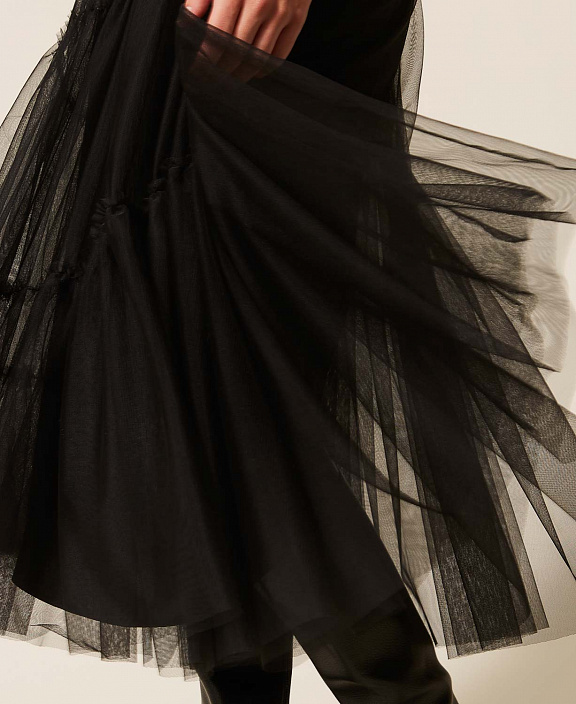 Многослойная юбка миди с тюлем