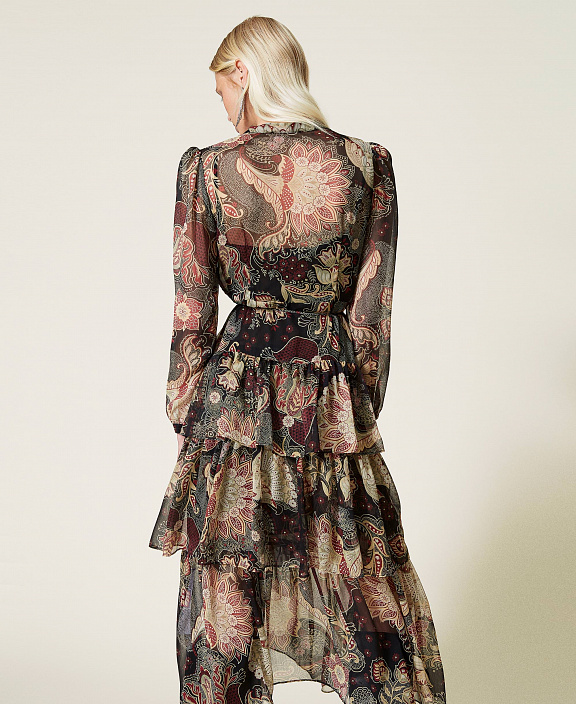 Длинное платье из креп-шифона с цветочным принтом