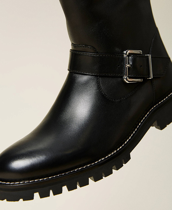 Кожаные байкерские ботинки