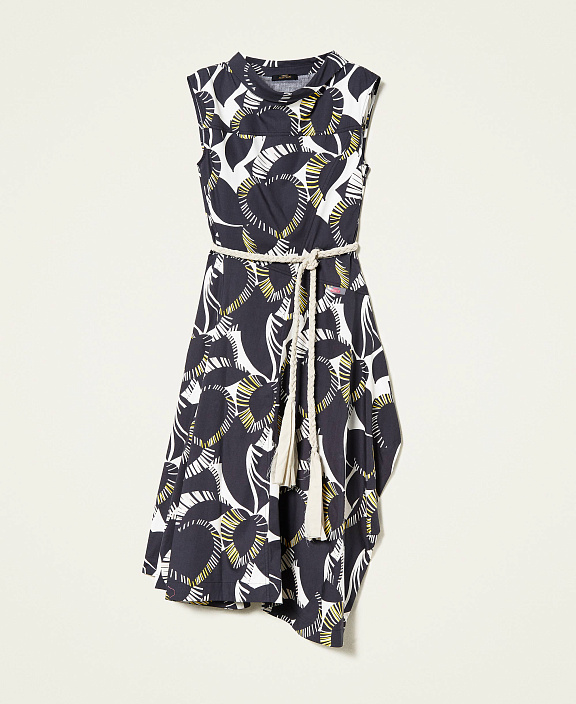Платье-миди из поплина с принтом