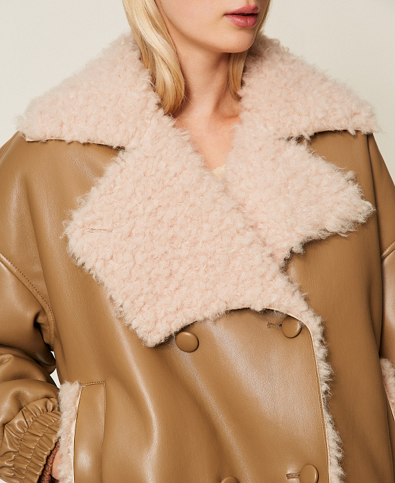 Дублёнка из искусственного меха и кожи