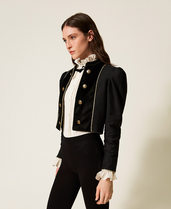 Жакет из смесовой шерсти и бархата