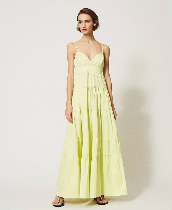 Длинное платье Draco из поплина с оборками