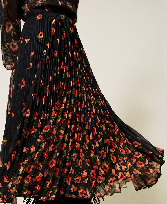 Юбка из креп-шифона с цветочным принтом