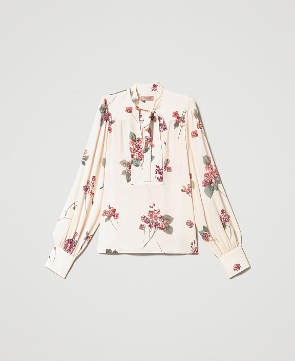 Блузка из крепа с цветочным принтом