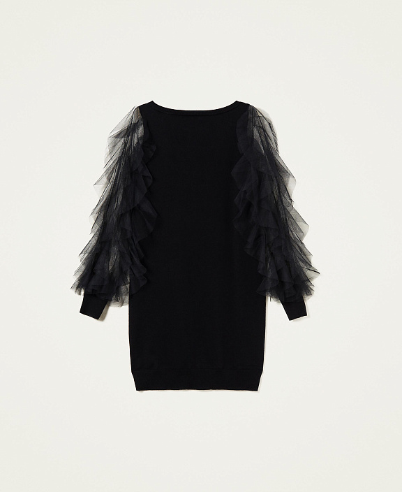 Платье миди с воланом из тюля