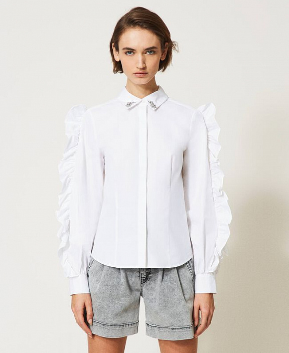 Рубашка Sabik из поплина с вышивкой и воланами