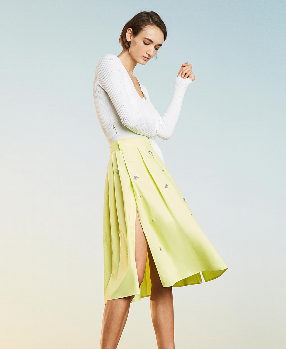 Юбка из поплина с вышивкой