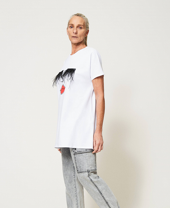 Футболка макси Polaris с перьями