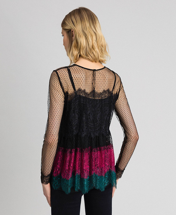 Кружевная блуза колор-блок