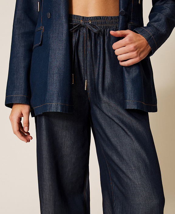 Широкие брюки из шамбре