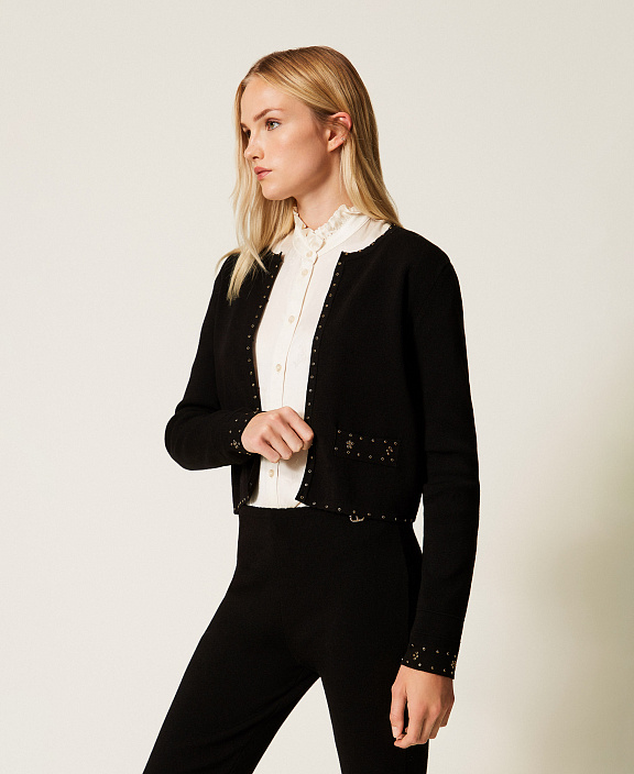 Трикотажный жакет со стразами