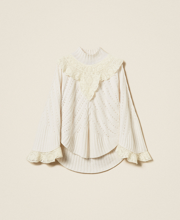 Свитер из смесовой шерсти с отделкой кроше