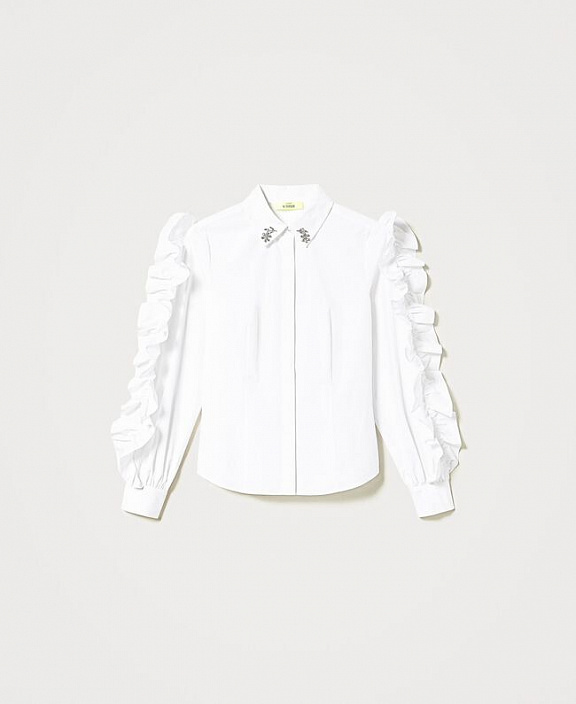 Рубашка Sabik из поплина с вышивкой и воланами